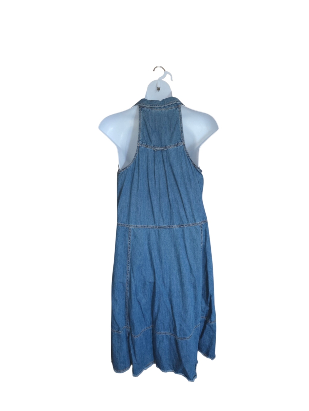 Anthropologie Pilcro Dress Denim Chambray Sleeveless Halter Swing Midi Size XL - Picture 3 of 12